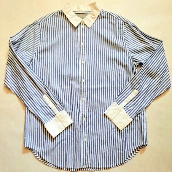 NWOT Everlane Must-Have Shirt in Silky Cotton, Blue White Stripe - Size 6 - Picture 5 of 16